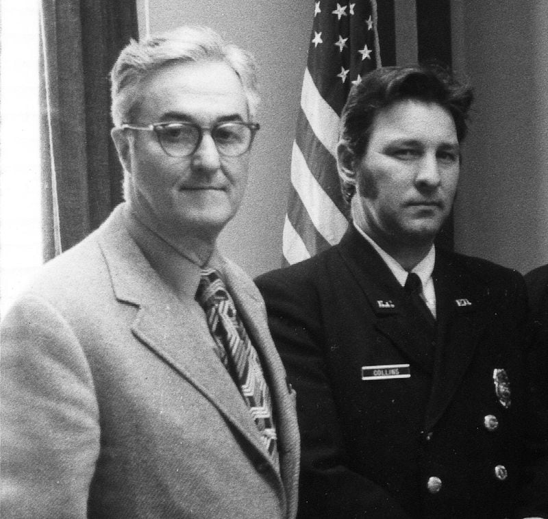 Frank H. Spink Jr. (left), with firefighter Dicky Collins, was director of the Kansas City, Missouri Fire Department. CONTRIBUTED