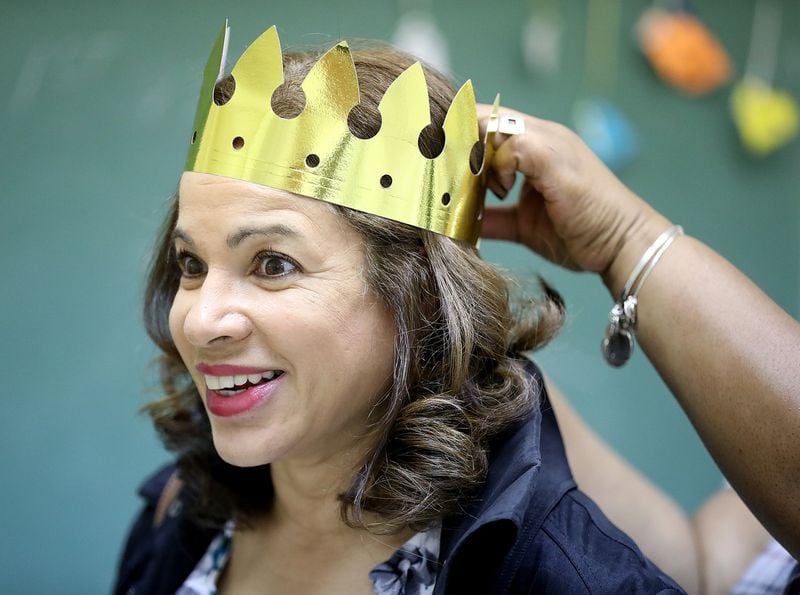 Pam Selby, who plays a pilgrim, is fitted for her crown during rehearsals for the 86th annual run of “Heaven Bound” at Big Bethel AME Church. Curtis Compton/ccompton@ajc.com