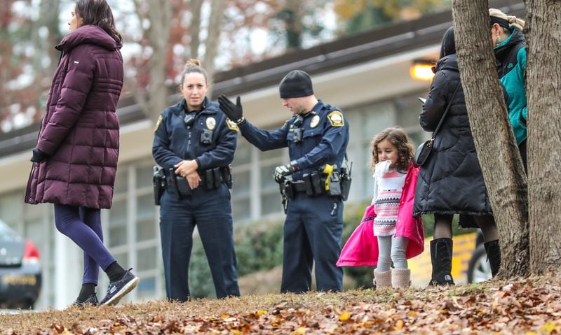 Montgomery Elementary School was on lockdown Thursday morning while Brookhaven police investigated reports of a bomb threat. JOHN SPINK / JSPINK@AJC.COM