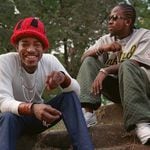 Outkast’s Big Boi and Andre 3000 at their Stankonia headquarters in 2003, the same year they released “Speakerboxx/The Love Below.” SUNNY SUNG / AJC FILE PHOTO