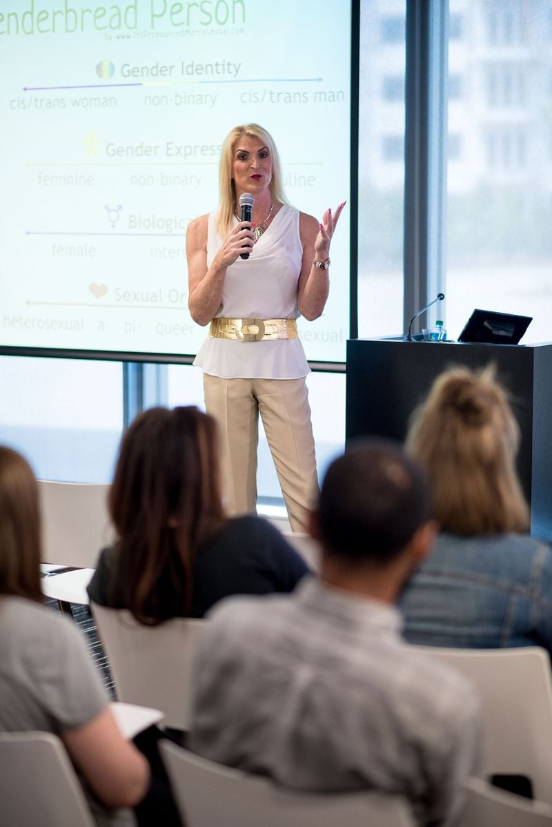 Gabrielle Claiborne, co-founder and CEO of Transformation Journeys Worldwide often speaks to major corporations about gender identity in the workplace. 
Courtesy of Transformation Journeys Worldwide