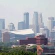Smoke from Canadian wildfires lingers in the air over downtown Minneapolis on Monday, May 13, 2024. (Jerry Holt/Star Tribune/TNS)