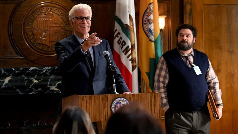 MR. MAYOR -- "Pilot" Episode 101 -- Pictured: (l-r) Ted Danson as Mayor Neil Bremer, Bobby Moynihan as Jayden Kwapis -- (Photo by: Mitchell Haddad/NBC)