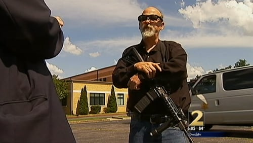 Jody Cooley, of Barrow County, with his AR-15.(Channel 2 Action News screenshot)