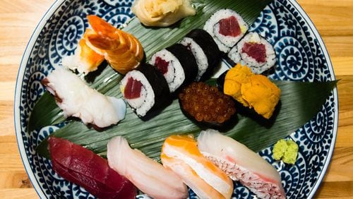 The Sushi Hokkaido plate at Sushi Hayakawa. Each piece is prepared by chef Art Hayakawa himself. CONTRIBUTED BY HENRI HOLLIS