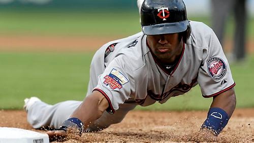 Danny Santana ‘s statistics and playing time declined after his strong rookie season in 2014 with the Twins. He was traded to the Braves on Monday. (AP Photo/Paul Sancya)