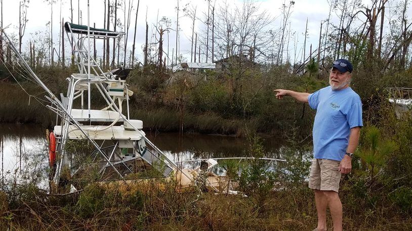 Capt. Tom Adams lost his main fishing boat, the Nauti-Dogg, in Hurricane Michael. He thought he was moving it to safety several miles from the ocean. It didn’t help. CONTRIBUTED BY PAMELA D. SYMONETTE