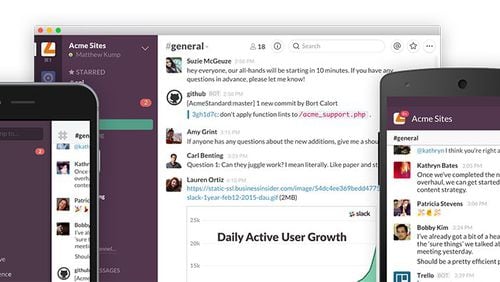 Slack is a business collaboration tool with an emphasis on messaging that has become hugely successful since its launch in 2013. Credit: Slack Technologies, Inc.
