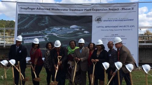 DeKalb County commissioners, government officials and residents participated Friday in a groundbreaking of the long-planned expansion of the Snapfinger Advanced Wastewater Treatment Plant. MARK NIESSE / MARK.NIESSE@AJC.COM