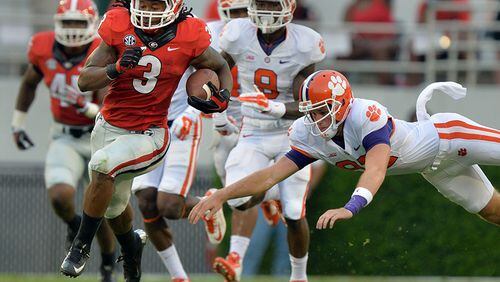 The Bulldogs outscored Clemson 21-0 in the fourth quarter as their defense completed a second-half shutout and Todd Gurley scored two of his four touchdowns.