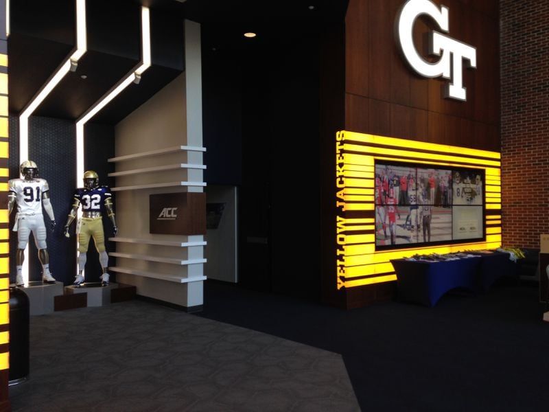 The Georgia Tech football lobby renovation was completed the day before the home opener against Jacksonville State.