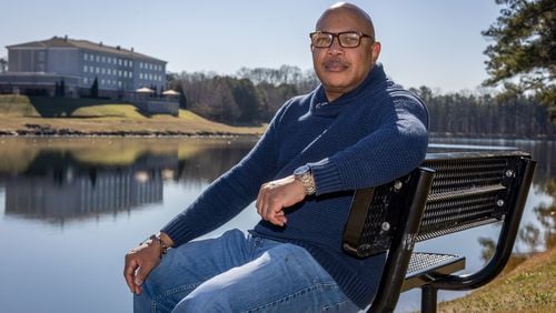 Chair of NPU-P Reginald Rushin poses at Community Lake Park in Atlanta on Tuesday, February 6, 2023. (Steve Schaefer/steve.schaefer@ajc.com)