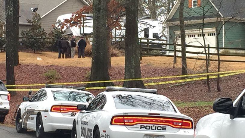 A woman was found shot in her Ball Ground home Monday.