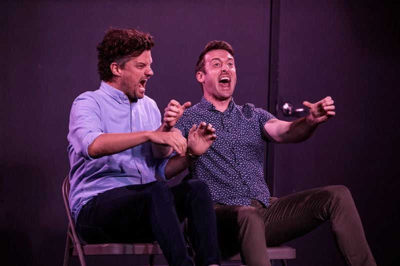 October 05, 2018 - Hill Jones improv group comprised of Dave Hill and Matt Jones at Village Theatre's 10-year anniversary improv show.

(CREDIT: Dustin Chambers for AJC)