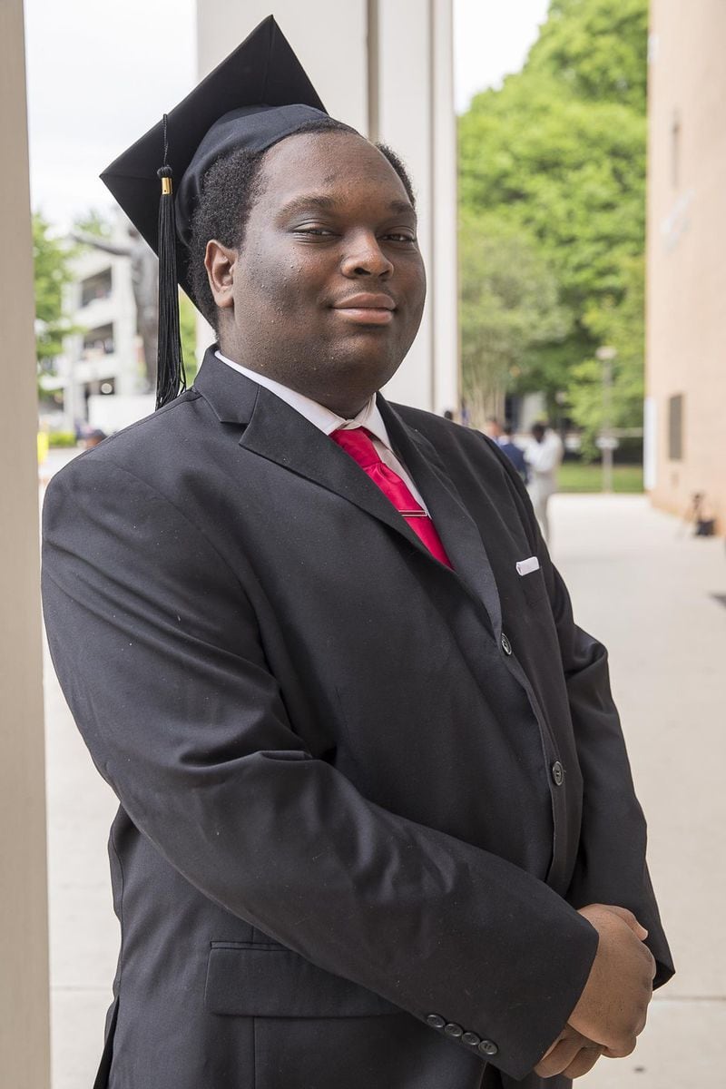 Morehouse College graduating senior Trayvon Truss stands for a portrait at the college in Atlanta, Thursday, April 25, 2019. Truss, originally from Chicago, will graduate with a degree in psychology. He plans to pursue a graduate degree and then become a counselor for Chicago Public Schools. ALYSSA POINTER / ALYSSA.POINTER@AJC.COM