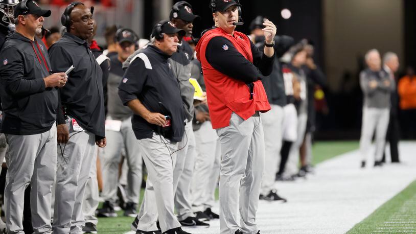 Falcons coach Arthur Smith has his team in first place in the NFC South after eight games. (Miguel Martinez / miguel.martinezjimenez@ajc.com)