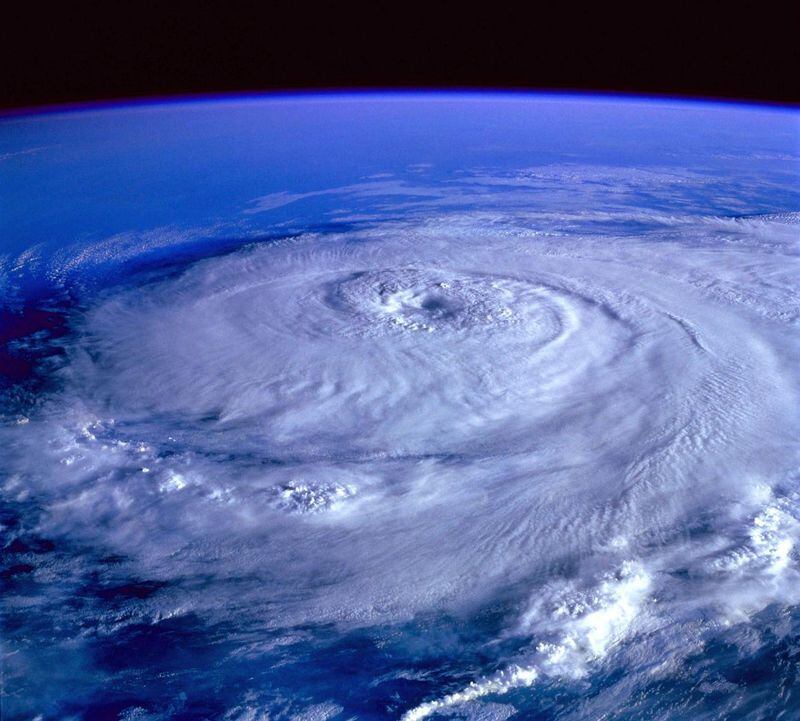 A huge hurricane photographed from space.