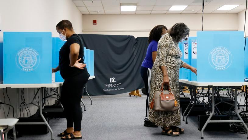 Georgia’s election director told county election officials Thursday that challenges to voters’ eligibility can’t be filed with poll workers when voters are trying to cast their ballots. (Miguel Martinez / miguel.martinezjimenez@ajc.com)