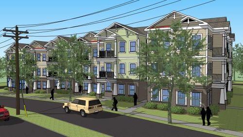 Artist rendition of Oakview Walk, on the site of the old 1111 Oakview community, razed last year. The new community is scheduled to open in April or May. Courtesy of the Decatur Housing Authority