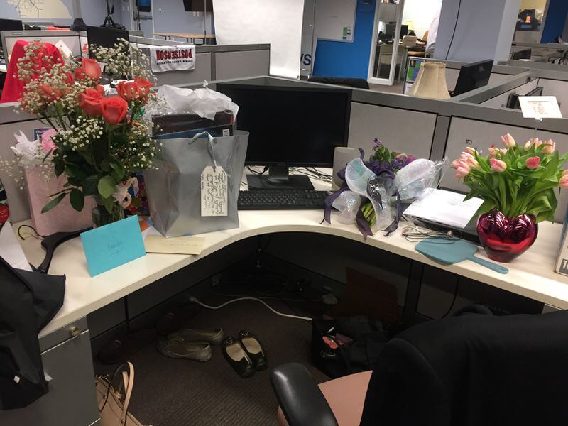  Brenda's almost empty desk the day she left. CREDIT: Rodney Ho/ rho@ajc.com