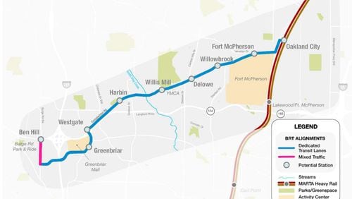 MARTA will build a bus rapid transit line in the center of Campbellton Road in southwest Atlanta.