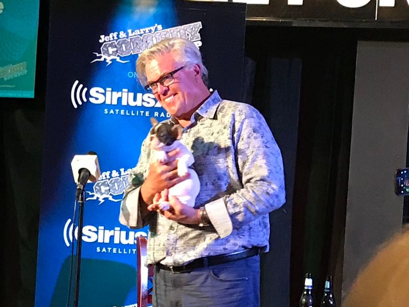  Ron White with his new French bulldog Mustard. CREDIT: Rodney Ho/rho@ajc.com
